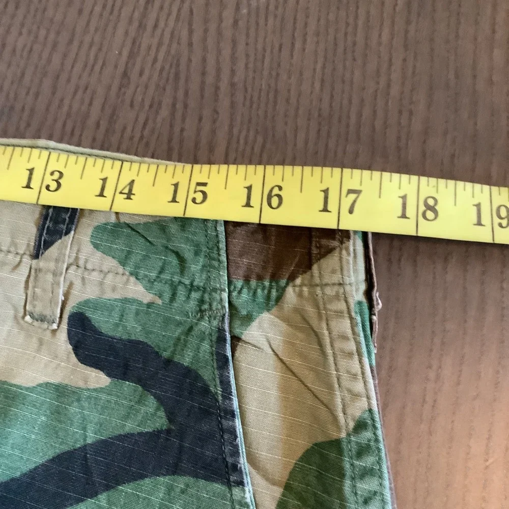 Military Woodland Camo Cargo Pants Mens Medium Long Ripstop Button Fly BDU